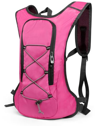 Lollanda Zaino da bicicletta, zaino da trekking, piccolo, impermeabile, per uomo e donna, mountain bike, per ciclismo, campeggio, corsa (rosa)