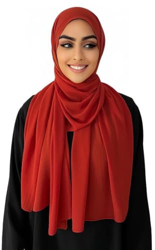 Medinah Hijab Kopftuch Muslimisches Kopftuch Chiffon kopftuch 180x70cm groß Islamisches Kopftücher für Damen-Made in Turkey (Kirschrot-#12)