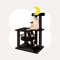 Happy&Polly Gothic Cat Tree- Black Cat Tower with Spacious Private Basket Bed, Natural Sisal Scratch Post& Climbing Ladder with Hanging Bat Toy,Multi-Level Cat Activities Furniture for Perching
