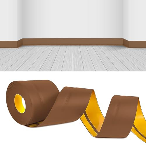 YushengTai Plinthe Adhesive,Marron Foncé 12 M Plinthe Souple Autoadhésive 50 x 20 mm, Corniere pvc Convient pour la Cuisine et la Salle de Bain (Marron Foncé)
