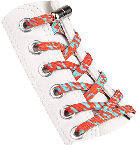 SULPO 2 Paare flache Schnürsenkel ohne Binden - Elastische Schnürsenkel mit Metallkapseln - Schnürsenkel Schnellverschluss - Gummi Schnürsenkel für Erwachsene & Kinder - Schuhbänder ohne Binden, S017_2P_16