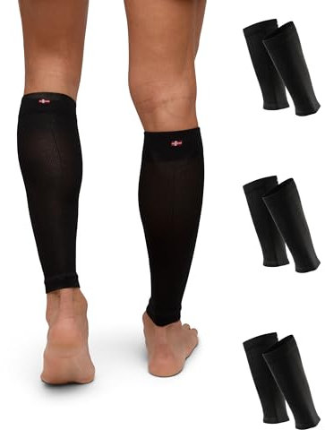 DANISH ENDURANCE Waden-Kompressionsstrümpfe ohne Fuß (1 | 3 Paar), 21-26 mmHg, Unisex, für Damen & Herren, 3 Paare Schwarz, XL