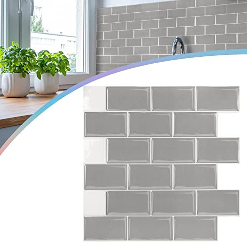 UISEBRT 3D Fliesenaufkleber 30 * 30 cm Fliesendekor Aufkleber für Bad Küche, Fliesen Folie Fliesenspiegel Selbstklebend Fliesensticker, Grau