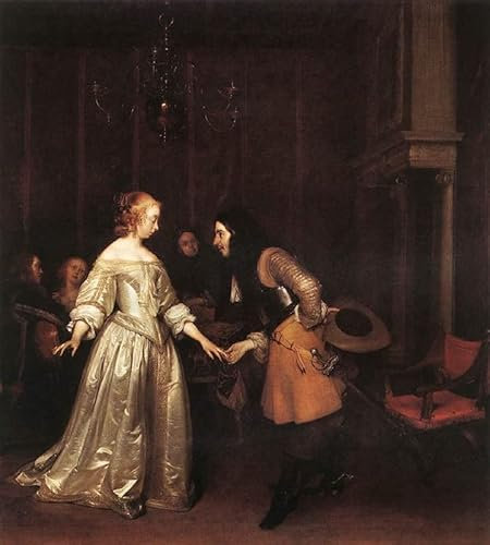 VsoxA Bekannt Leinwand Wandbilder Gemälde Wandkunst Das tanzende paar gerard ter borch für Wanddekoration 60x90cm