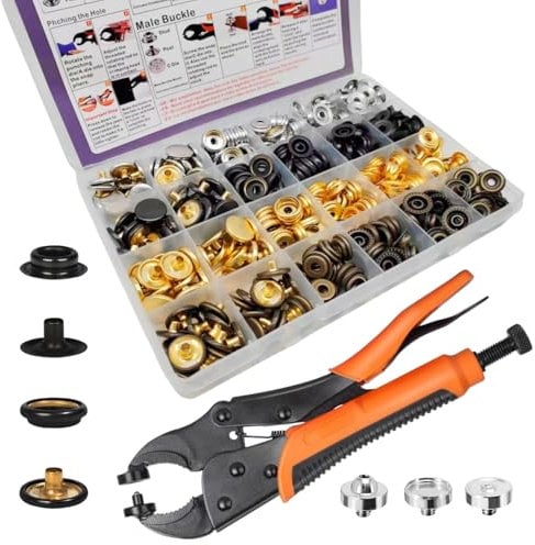 SUNAROC 15 mm Boutons Pressions Metalliques, Boutons Pression Marine Avec Outils Pince En Pour Cuir, Bricolage, Tissu, Vêtements, Sacs,100 Sets 4 Coloris
