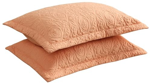 MarCielo 2-teiliges Besticktes Kissenbezüge, dekoratives Mikrofaser-Kissenbezug-Set (Peach Fuzz, King-Size)