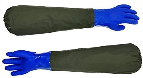 Lawnrden Lange wasserdichte Handschuhe Gummi -PVC -beschichtete chemisch resistente Handschuhe