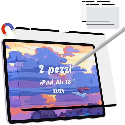 2 Pezzi Pellicole Protettive Magnetico in Carta per iPad Air 13 2024-2025, Pellicola Carta per iPad Air 13 M2 M3 Effetto Carta, Anti-Riflesso Opaca Pellicola Carta per iPad Air 7/6 Disegnare Crivere