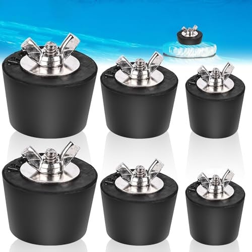 GAOUTO 6 tapones para piscina de invierno, 32 mm/38 mm/51 mm, tapones de goma con pernos de acero inoxidable, para piscinas Intex, accesorios de invierno