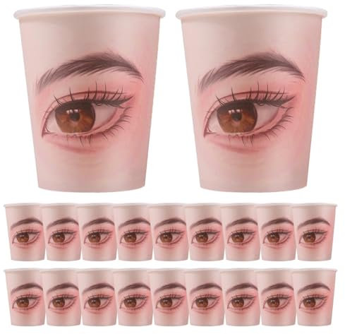 Gobelet en papier pour la pratique des cils, aides à l'entraînement des cils - Tasse en papier pour exercices de maquillage des cils - Styles de coupe outils de présentation de faux cils pour hommes,