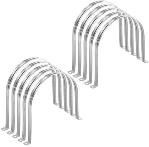 HARFINGTON 10pcs 7 7/8 Inch 200mm Conduit Clamps, M200 U Tube Pipe Clamp, Stainless Steel Rigid Pipe Strap, U Shaped Bracket with Two Hole for Pipe Tube Hose Wire Cord Fixing