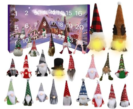 Weihnachtszwerg Adventskalender 2024, 24 Tage Weihnachts Adventskalender Mit Sammelbaren Zwergenpuppen3 Leuchtenden Und 21 Nicht Leuchtenden Gonks Adventskalender 2024