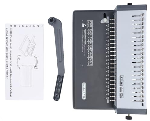 21 Hole Book Binder, Kammbindungsmaschine, 21 Löcher Buch, 250 Blätter Bind, 18 Blätter Punch -Kapazität, mit Griff für A4 A5 -Buchstaben, OfficeProducts