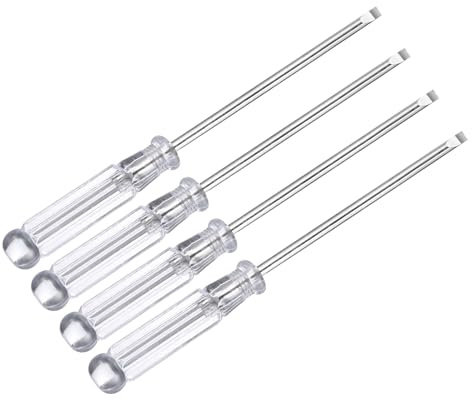 sourcing map 4pcs Mini Slotted Screwdriver 3.0mm 120mm Length Micro Precision Flat Head Screw Driver with Non-Slip Handle for Watch Eyeglasses Electronics Small Appliances Repair