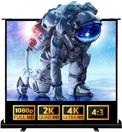 Floor Pull Up 4K HD Movies Screens, 52 60 72 80 100 Inch Manual Retractable Projection Screen for Home Theate Outdoor Indoor(80(4:3))