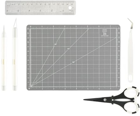 Vaessen Creative Bastelwerkzeug Set - 6 St. - Hobby-Werkzeugset | Bastelzubehör, Inkl. Schneidematte A5, Skalpell, Bastelschere und Lineal - für Kartenbasteln, Scrapbooking, Nähen & Modellbau