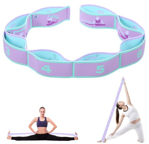 HJZHII Yoga Stretching Band mit 8 Schleifen,Yoga Stretching Strap,Fitnessbänder Band Fitness Stretchband mit Schlaufen Stretch Gurt Hochelastischer Gymnastikband Upgrade Erweitern Spannband