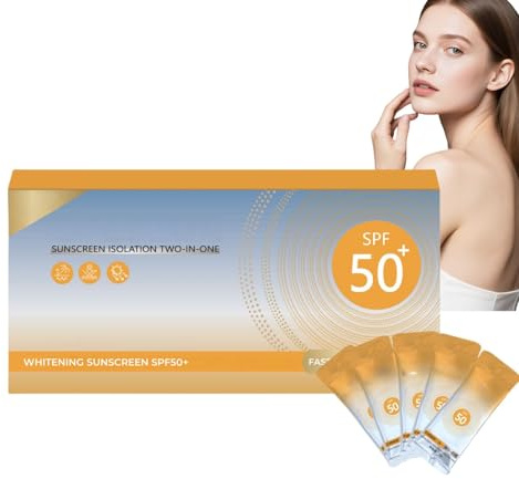 50 Pack Mini Sunscreen Travel Size, SPF 50+ Water-Resistant Sunscreen & Face Moisturiser, Sun Cream for Body & Face, Long Lasting Protection for Oily Skin, Portable Single-Use Packets