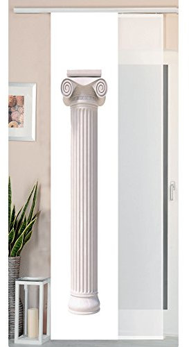 Gardinenbox 2er Set Schiebegardine Flächenvorhang Wildseide Optik und Voile Paneel, 245x45, Säule, 80400