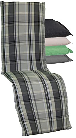Beo Relaxsessel Auflage Waschbar Ascot | Made in EU Premium Plus Qualität | UV-beständige Liegestuhl Auflage mit herausnehmbarer Füllung | Atmungsaktive Relaxstuhl Auflage in Beige Kariert