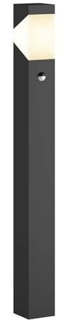 Lucande Außenleuchte Kiran mit Bewegungsmelder (spritzwassergeschützt (Modern) in Schwarz aus Aluminium (1 flammig, E27) - Wegeleuchte Pollerleuchte Wegelampe Sockelleuchte