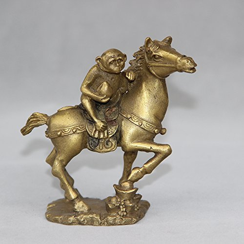 Chinesische Folk Feng Shui Messing Kupfer Yuanbao Reichtum Pferd Affe Statue (gelb)