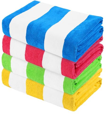 Exclusivo Mezcla 4-Pack Large Microfiber Beach Towels Set, Quick Dry,Pool/Swimming/Bath Towel for Adults/Kids (Blue/Hot Pink/Green/Yellow, 76cm x 152cm), Lightweight and Highly Absorbent