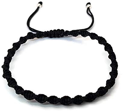 MYSTIC JEWELS – Braccialetto in Macrame, Girevole, con Filo colorato, Portafortuna, Good Luck (Nero)