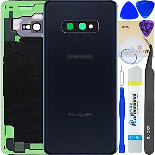 LUVSS Akkudeckel für Samsung Galaxy S10e G970F Rückseite Glas Deckel Original Backcover Ersatz Reparatur Set -Schwarz