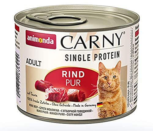 animonda Carny Katzen Nassfutter Single Protein Rind Pur (6 x 200g), Katzenfutter nass mit nur einer Proteinquelle, Futter für ausgewachsene Katzen mit Rindfleisch