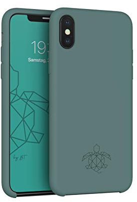 turtleandcase Silikonhülle für iPhone XS Max (6,5) - Liquid Silicone Case - Kostenloses Panzerglas - Hochwertiges Silikon Schutz - Kratzfestes Mikrofaserfutter Schutzcase (Piniengrün)