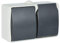 Electraline 605909 1-Fach Schuko Steckdose und Schalter Kombination mit Deckel, Außenbereich und Feuchträume geeignet, IP44 geschützt, Aquatop, Grau/Anthrazit