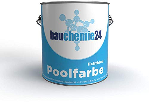 bauchemie24 Peinture de piscine | 2,5 l | Bleu clair RAL 5012 – Peinture de piscine pour bassins, fontaines, piscine en béton, plastique renforcé ou métal apprêté | ponte de fissures et résistante aux