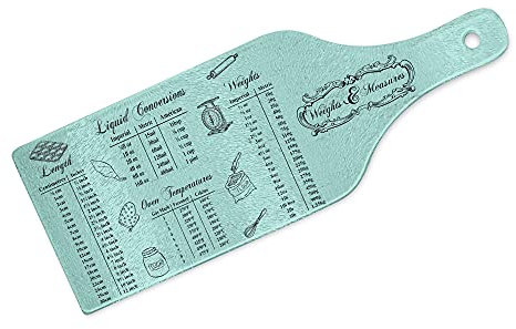 Weights & Measures Bottle Shaped Tempered Glass Chopping Board