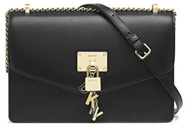 DKNY Damen Elissa Lg Shoulder B Schultertasche, schwarz/Gold