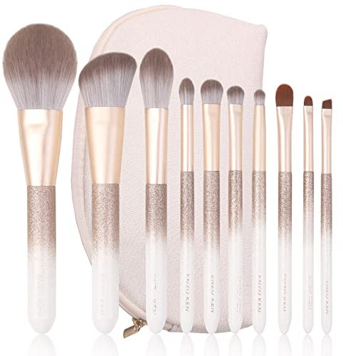 ENZO KEN Natürliches Haar Make up Pinsel Set Professional, Fuchs Haar Make up Pinsel Set mit Handtasche, Natürliche Make up Pinsel, Naturborsten Make up Pinsel, Naturhaarpinsel Make up Set