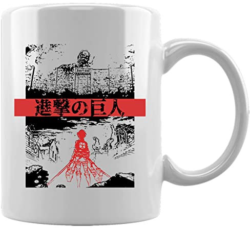 AOT Titan Anime Attack Shingeki City Attack Keramikbecher Weißes Kaffee Tee Wasser Tasse Büro Home Ceramic White Mug Cup