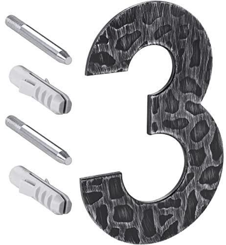 Gedotec Eisen Hausnummer aus Gusseisen - Anthrazit | Zahl: 3 | wetterfest und rostfrei | anitk klassische Optik | 120 mm | Nummerntafeln lassen sich Individuell zusammenstellen nach eigener Nummer