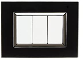 Placca Vetro effetto lucido compatibile con BTicino Matix – da incasso a scatto, per supporti 3/4/6 moduli (3M/4M/6M) (3M, NERA)