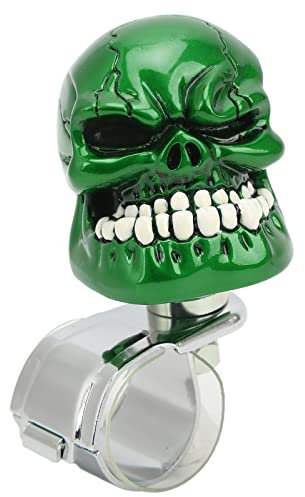Lenkradknauf, Totenkopf Lenkradknauf Spinner Suicide Power Griff für Autos LKW Traktoren Boote Lenkrad Suicide Knob Spinner Suicide Power Griff(Grün)