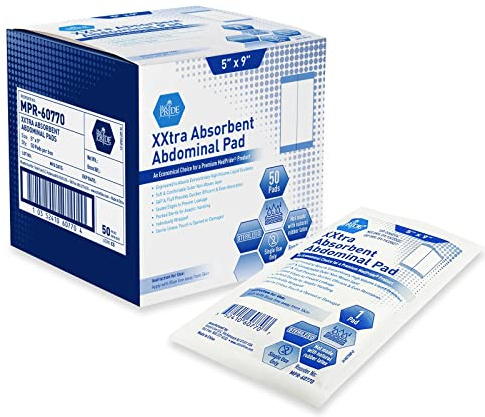 MED PRIDE Sterile Abdominal Pads,5x9 in,Latex-Free,Non-Adherent,50-Count