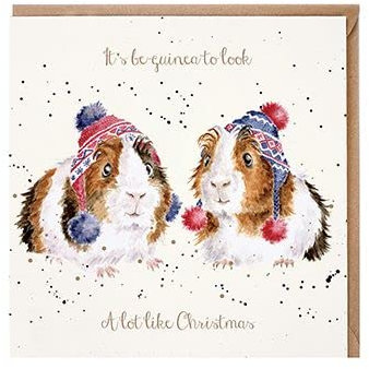 Wrendale Designs by Hannah Dale Weihnachtskarte mit Goldfolie, Aufschrift It's Be-Guinea..., einzeln