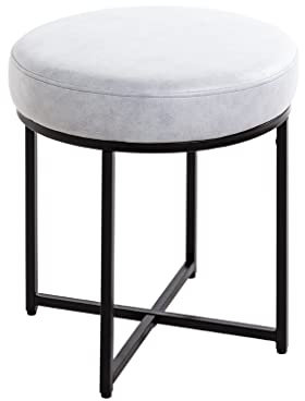 HAKU Möbel Hocker grau, schwarz, Metall, Textilgewebe - Maße: H 45 cm x Ø 42 cm, Style: Industrial