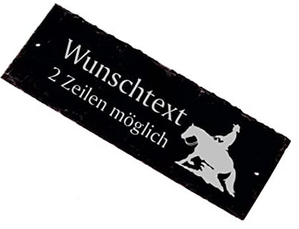 Westernreiten Schild aus Schiefer mit Wunschtext Türschild Namensschild Klingelschild Stalltafel Westernpferd 22 x 8 cm