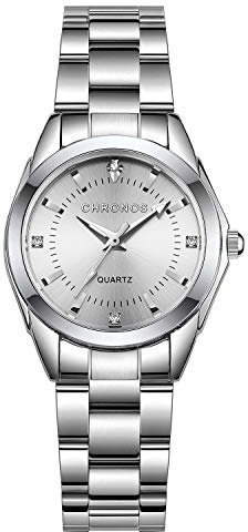 YUEYUEKE Damenuhr, Damen-Quarz-Armbanduhr, Elegante Damenuhr im Business-Stil, Stahlkette, Quarz-Damenuhr, wasserdichte Damenuhr, Geschenke für die Familie (Silber)