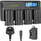 NEEWER 4 Packs 7.4V 2600mAh NP-F550 Replacement Batteries with 4 Channel Battery Charger & Power Adapter, Compatible with NP-F550/750/770/970 FM500H QM71D QM91D, Field Monitor, Video Light