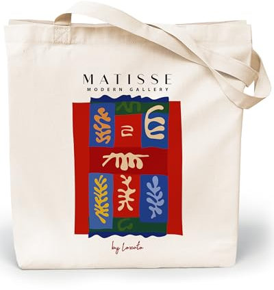 Loxato Stoffbeutel Bedruckt - Stofftasche - Baumwolltasche Bedruckt 100% B35 x H42 x T8 cm - Tragetasche Canvas-Stoff 220 g/m2 - Jutebeutel - Einkaufstasche Lange Henkel 70cm - Einkaufsbeutel