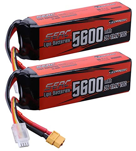 SUNPADOW 11.1V 3S LiPo Battery 5600mAh 70C with XT60 Connector Rechargeable for RC Vehicles Car RC Truck Tank Drone Racing Hobby(2 Count)