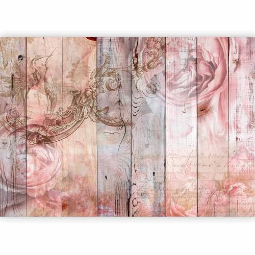 murando PREMIUM Papier peint Bois 400x280 cm Décoration Murale XXL Poster Tableaux Muraux Tapisserie Photo Trompe l'oeil Nature Fleurs Roses Pivoines f-A-0909-a-a