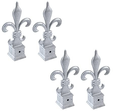 HEVSTIL 4 Stück Zaun-Endstücke für Eisen-Lattenzaun, Silber, 16 cm